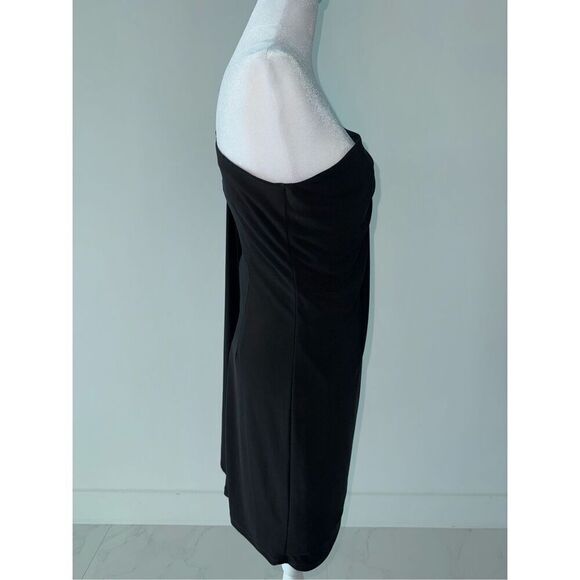 Excellent Vintage Y2K Rhinestone Strap Sash One Shoulder Dress by Cache - Picture 5 of 6